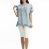 Women Orientique Tops | Tee Embellished Runway Chambray