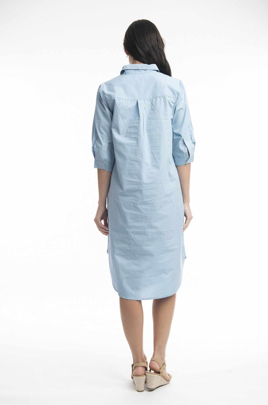 Women Orientique Essentials | Essentials Shirt Dress Solid Chambray