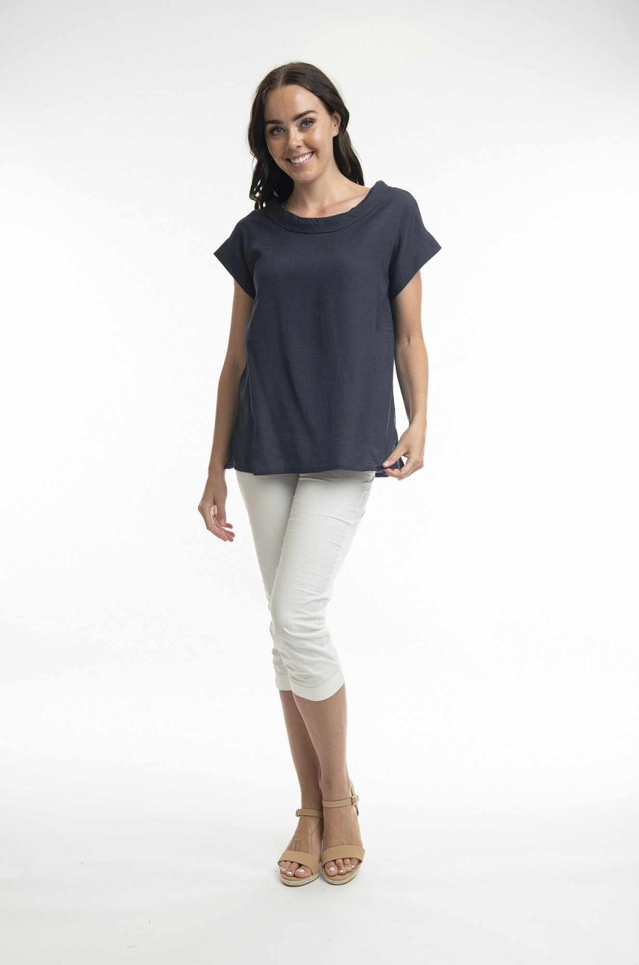 Women Orientique Essentials | Essentials Top Folded Neckline Navy