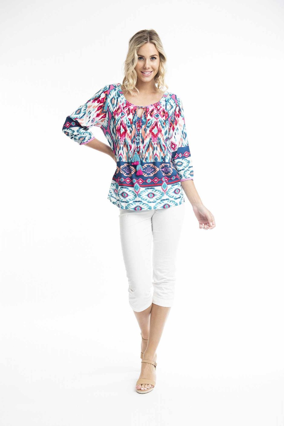 Women Orientique Tops | Izmir Turq Top Boho Pleated