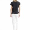 Women Orientique Bottoms | Denim Pant Button White