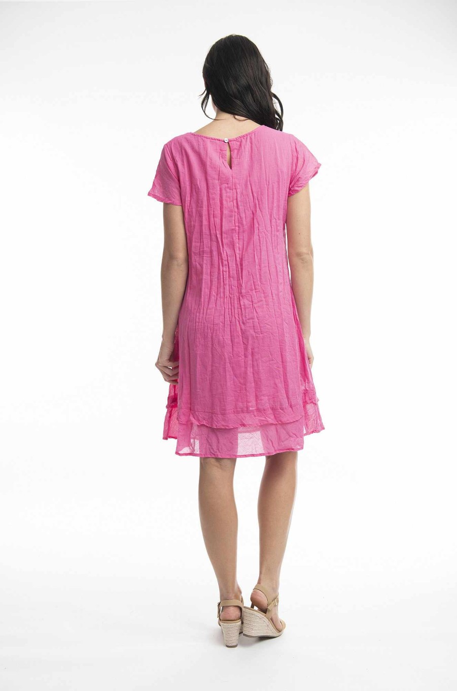 Women Orientique Essentials | Essentials Dress Cotton Frill Rose