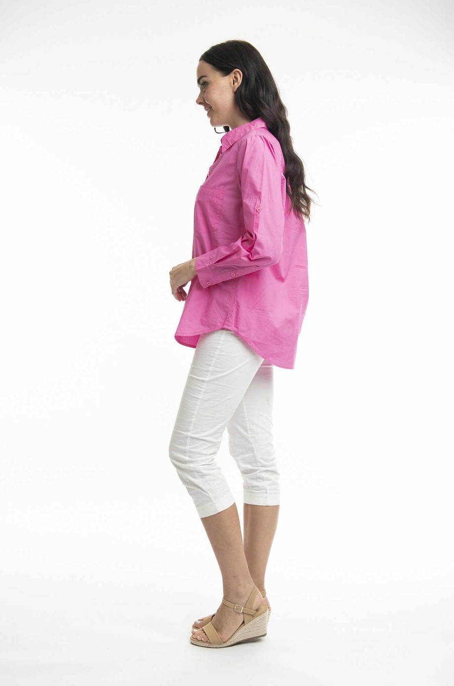 Women Orientique Essentials | Essentials Shirt Single Pocket Solid Rose