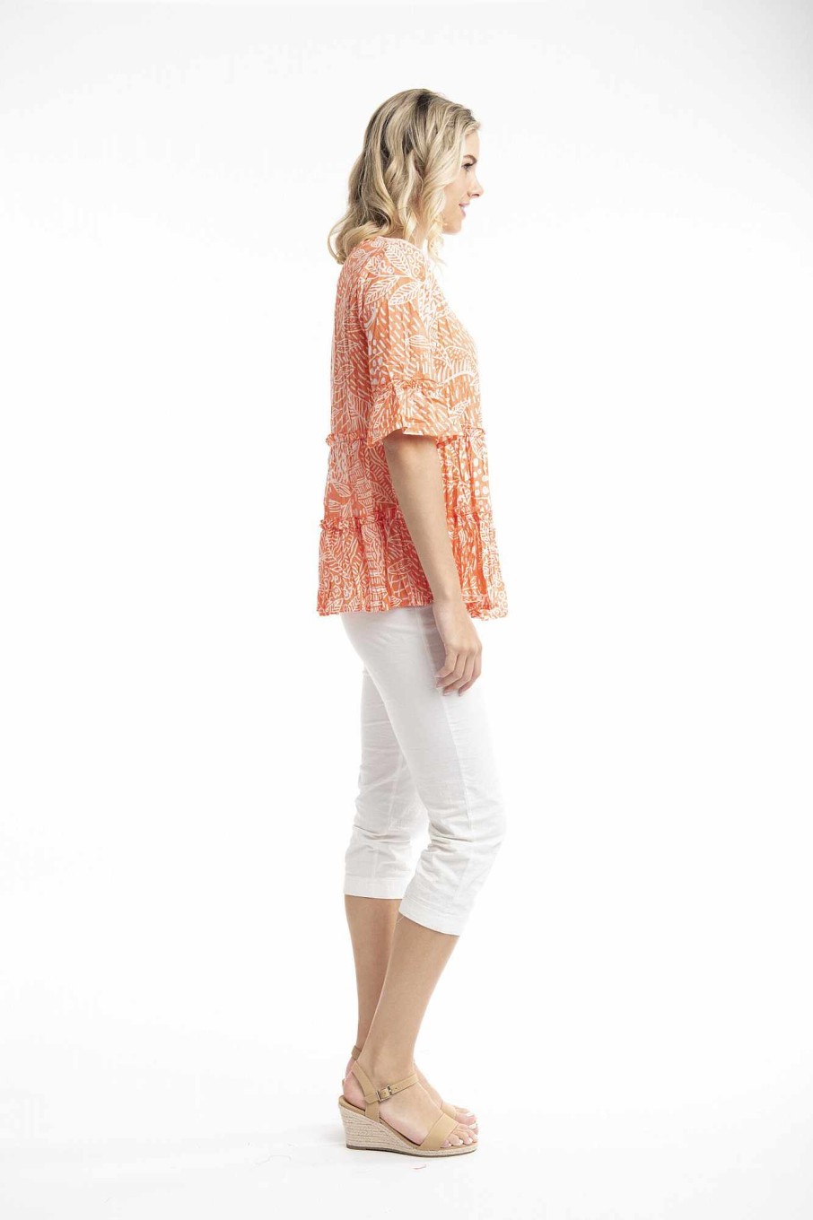 Women Orientique Tops | Leros Top Layeres Frill Sleeve