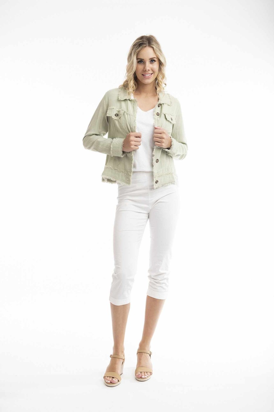 Women Orientique Essentials | Essentials Jacket Linen Alfalfa