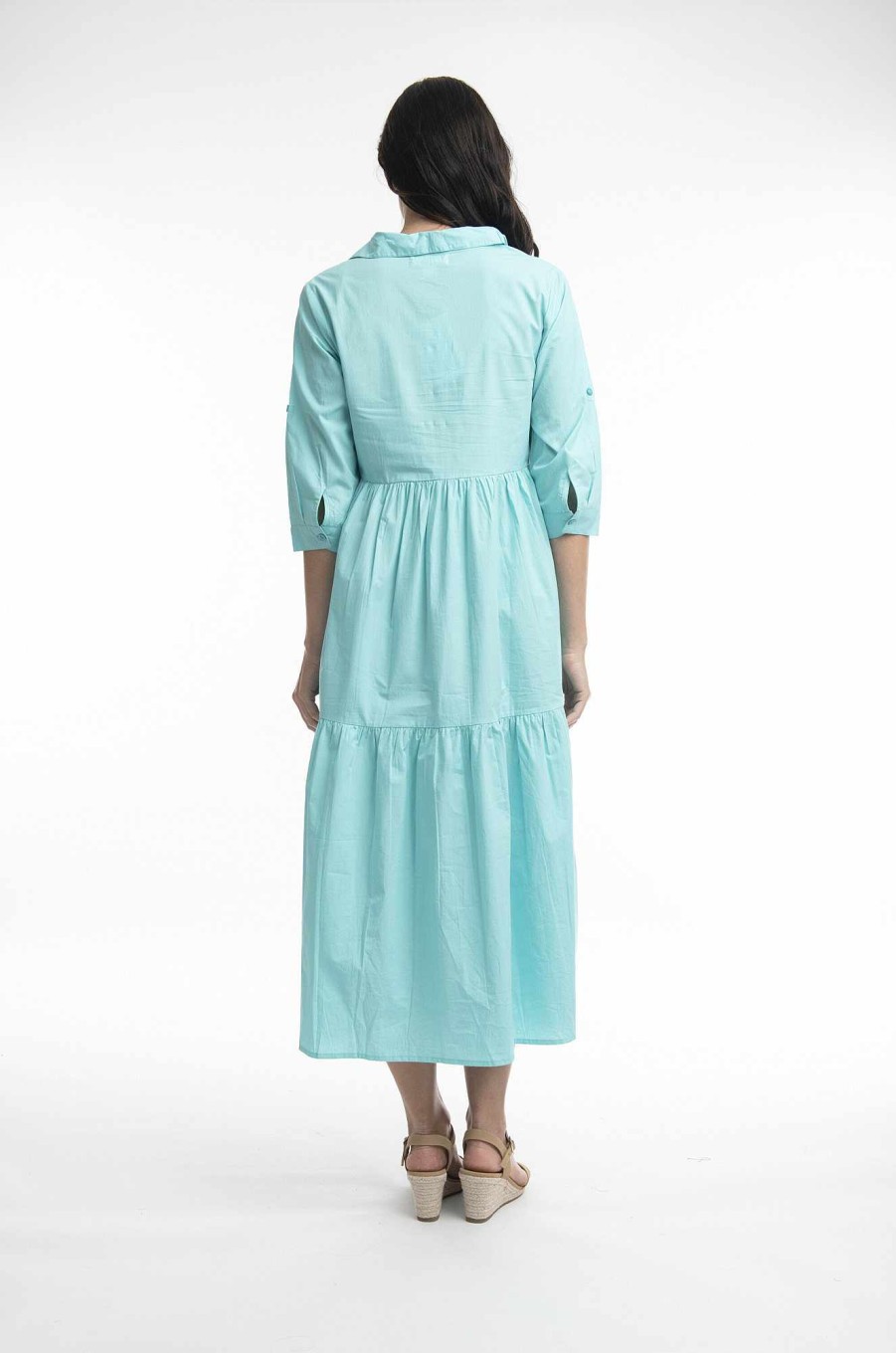 Women Orientique Essentials | Essentials Dress Layered 3/4 Sleeve Aqua