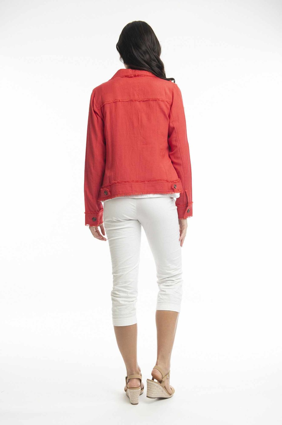 Women Orientique Essentials | Essentials Jacket Linen Red