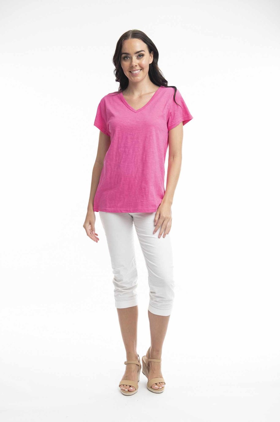 Women Orientique Essentials | Essentials Tee V Neck Rose