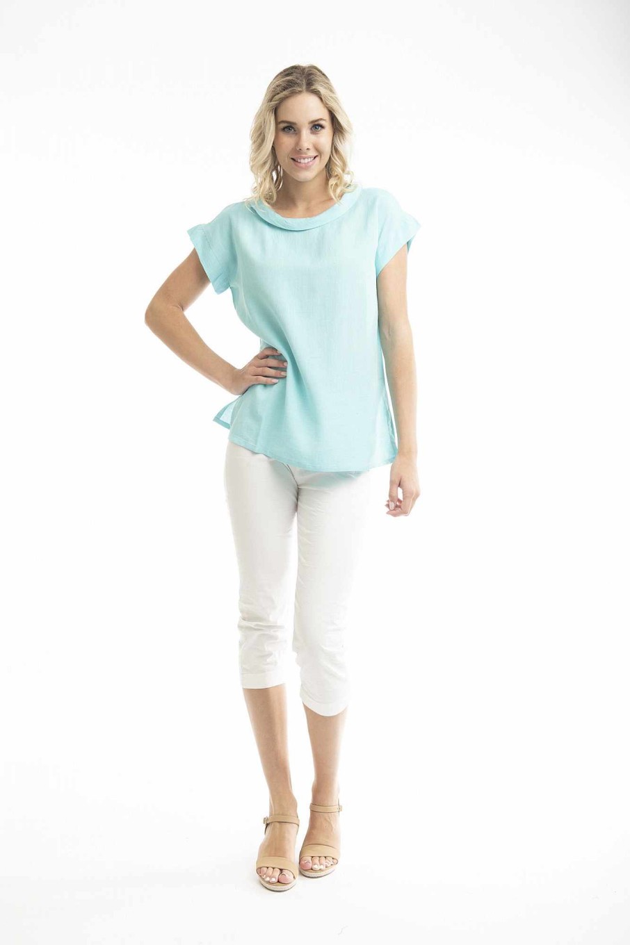 Women Orientique Essentials | Essentials Top Folded Neckline Aqua