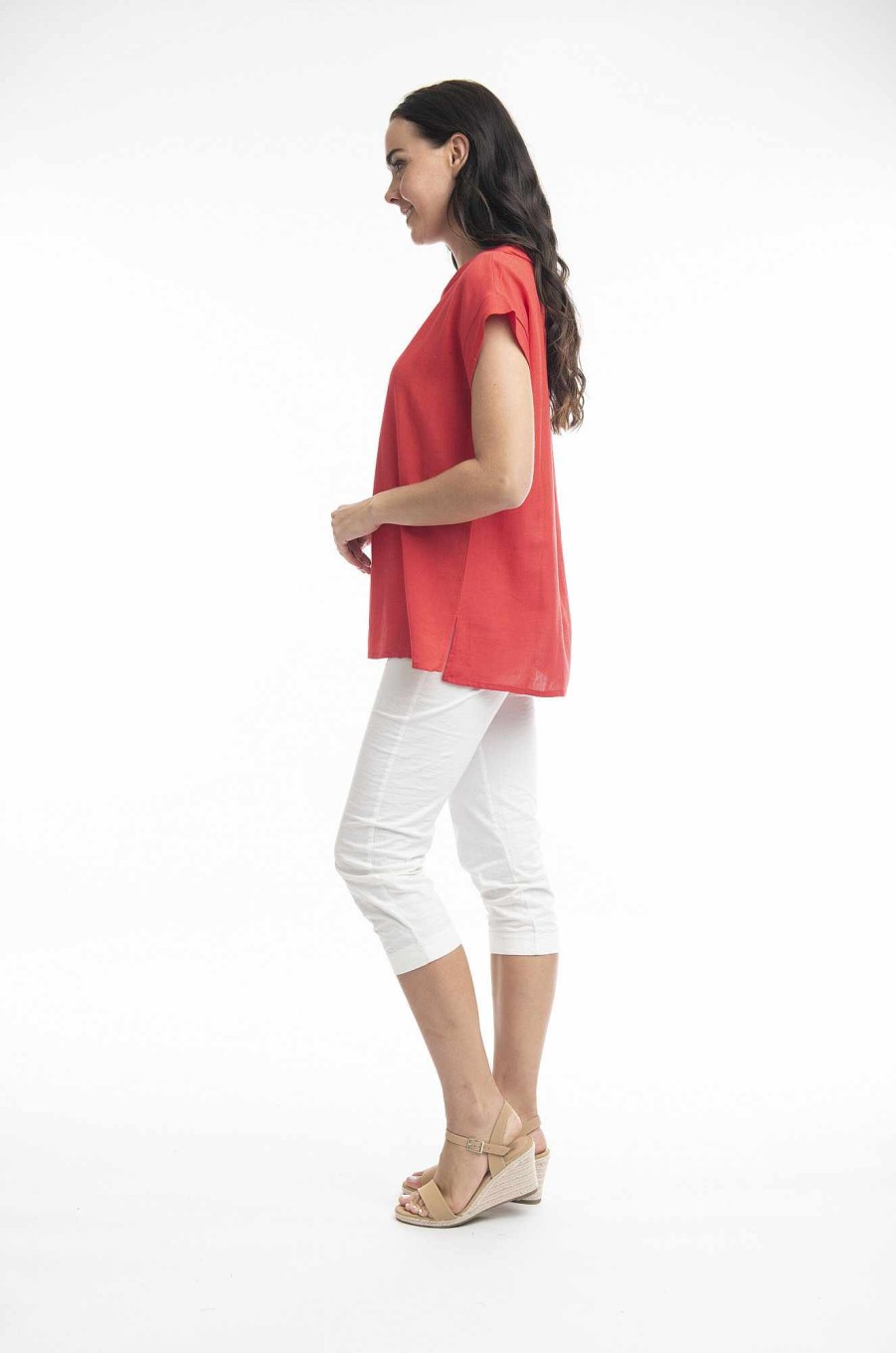 Women Orientique Essentials | Essentials Top Folded Neckline Red