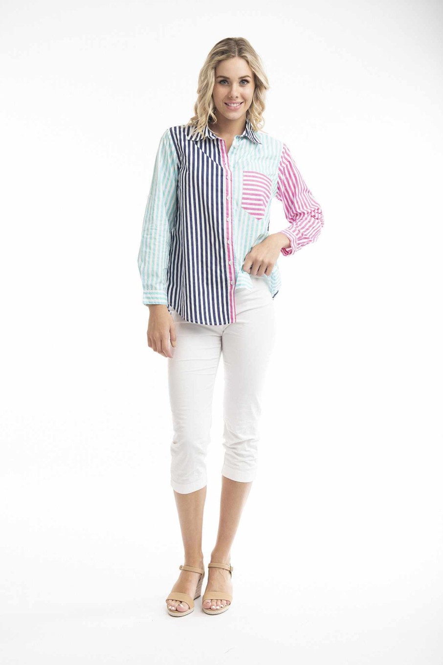 Women Orientique Essentials | Essentials Shirt Stripe Mix Mix 2