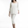 Women Orientique Essentials | Essentials Top Cotton Frill Sleeve Gauze White