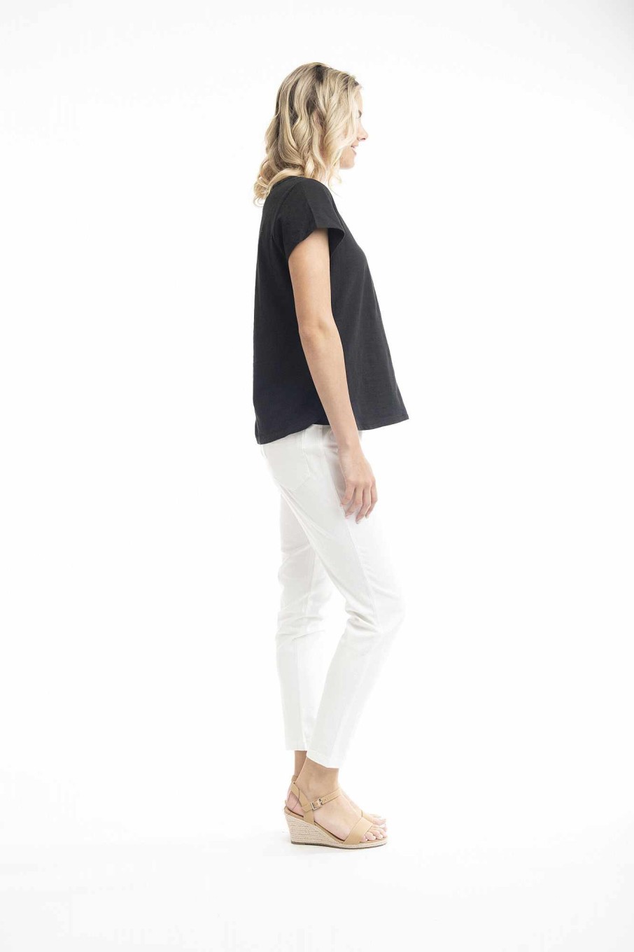 Women Orientique Bottoms | Denim Pant Pull On White