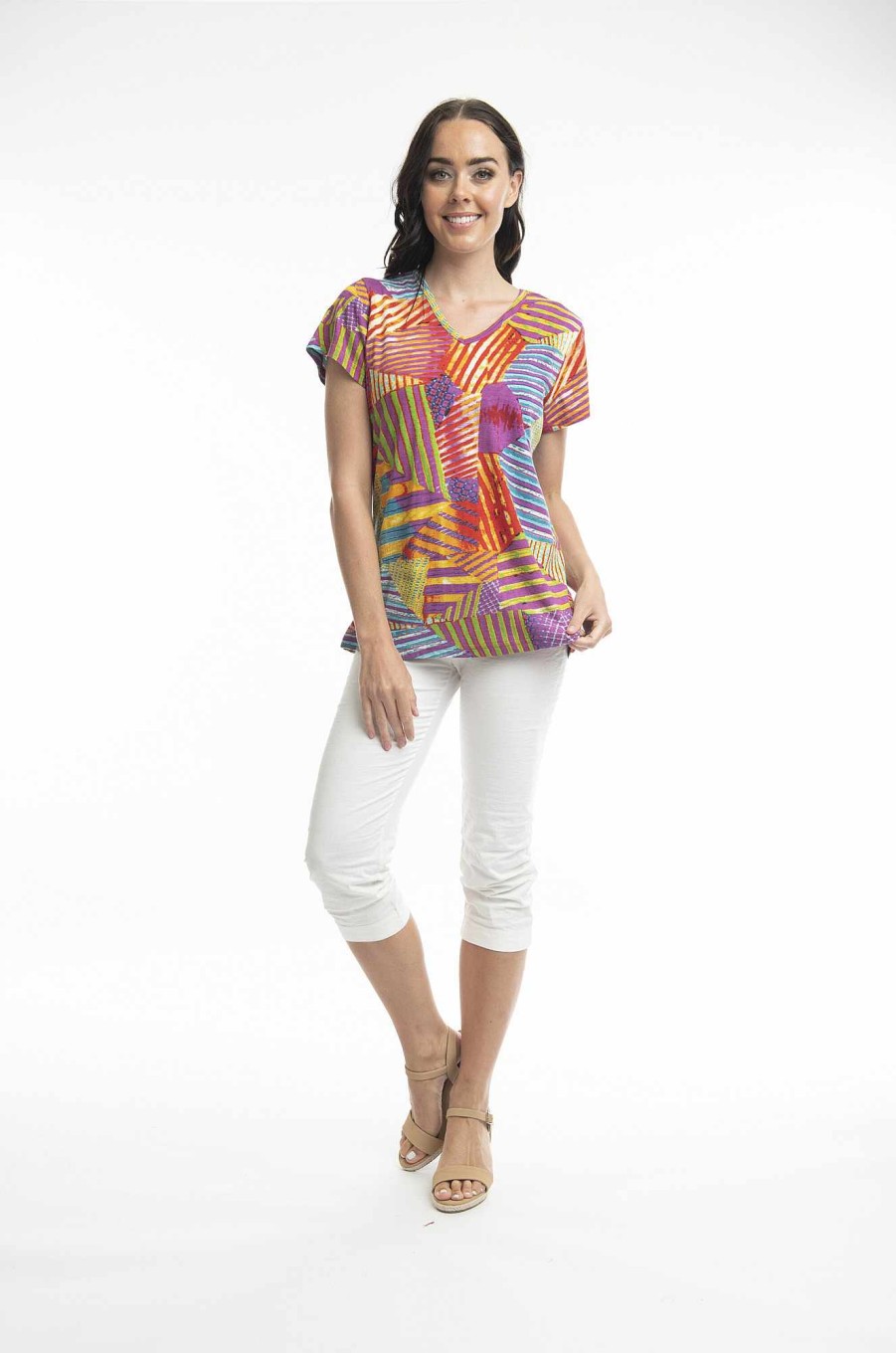 Women Orientique Tops | T-Shirts V Ss Abstract