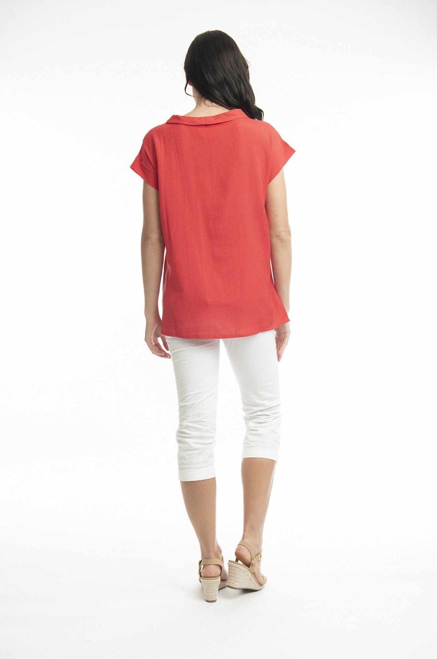 Women Orientique Essentials | Essentials Top Folded Neckline Red