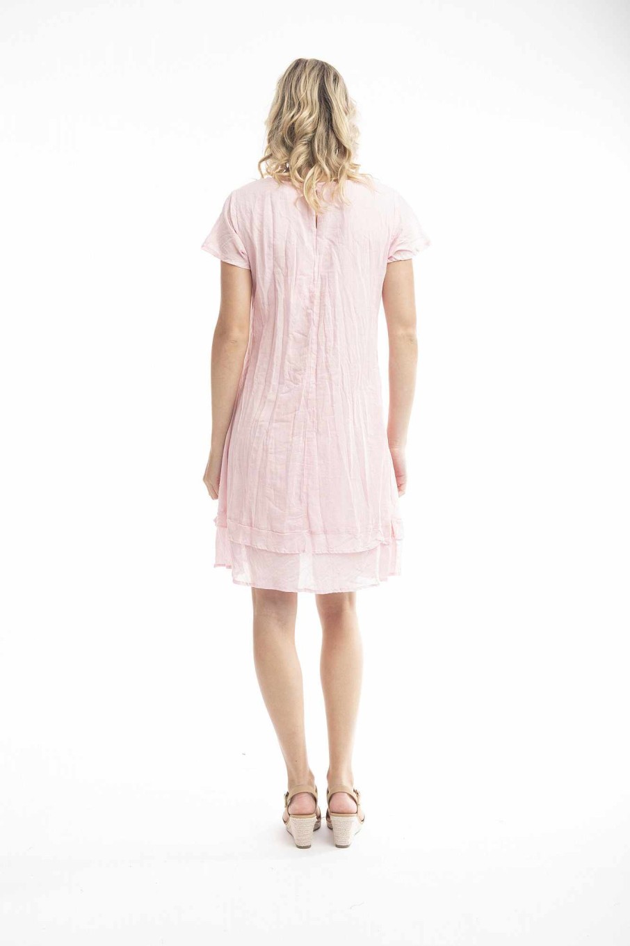 Women Orientique Essentials | Essentials Dress Cotton Frill Strawberry Cream