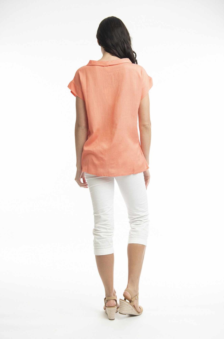 Women Orientique Essentials | Essentials Top Folded Neckline Coral