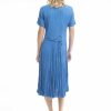 Women Orientique Essentials | Essentials Dress Godet Short Sleeve Nautical Blue