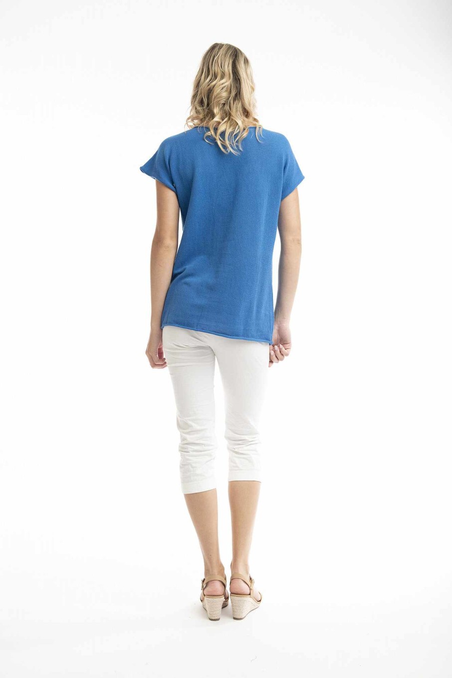 Women Orientique Essentials | Essentials Flat Knit Top Nautical Blue