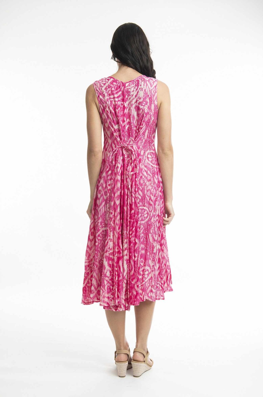 Women Orientique Dresses | Olympus Pink Dress Godet Sleevless