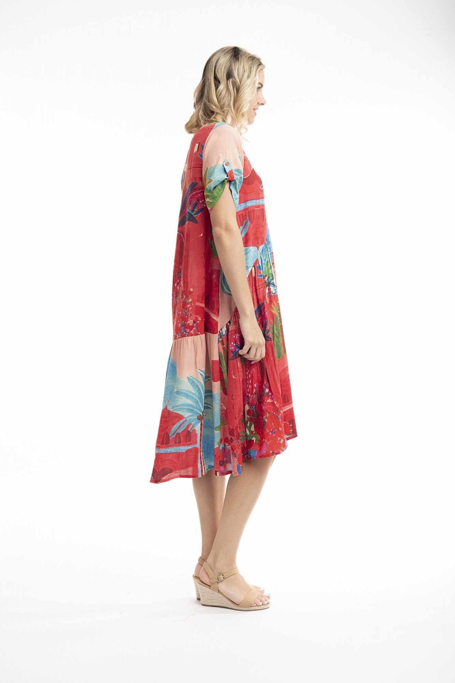 Women Orientique Dresses | Printed Dress Peak Morocco Red