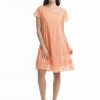 Women Orientique Essentials | Essentials Dress Cotton Frill Coral