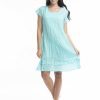 Women Orientique Essentials | Essentials Dress Cotton Frill Aqua