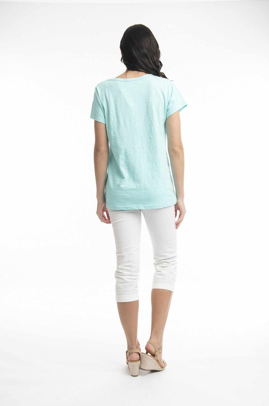 Women Orientique Essentials | Essentials Tee V Neck Aqua