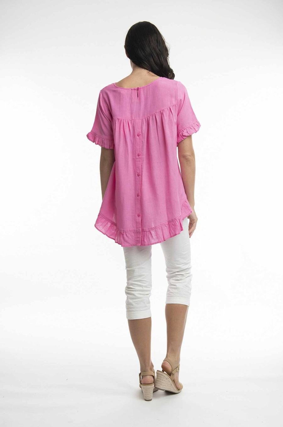 Women Orientique Essentials | Essentials Top Linen Frill Rose