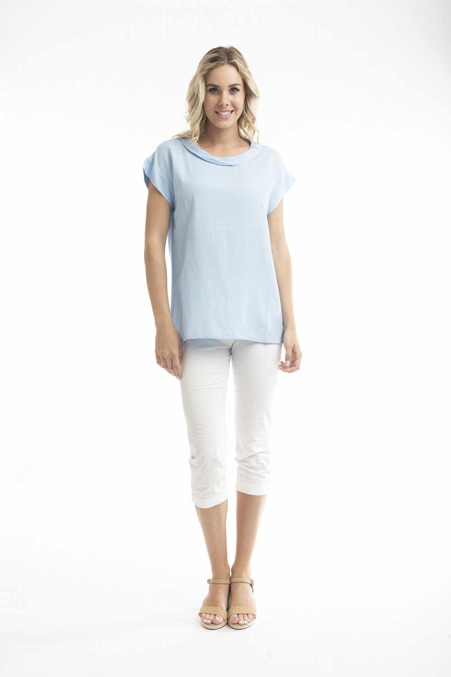 Women Orientique Essentials | Essentials Top Folded Neckline Chambray