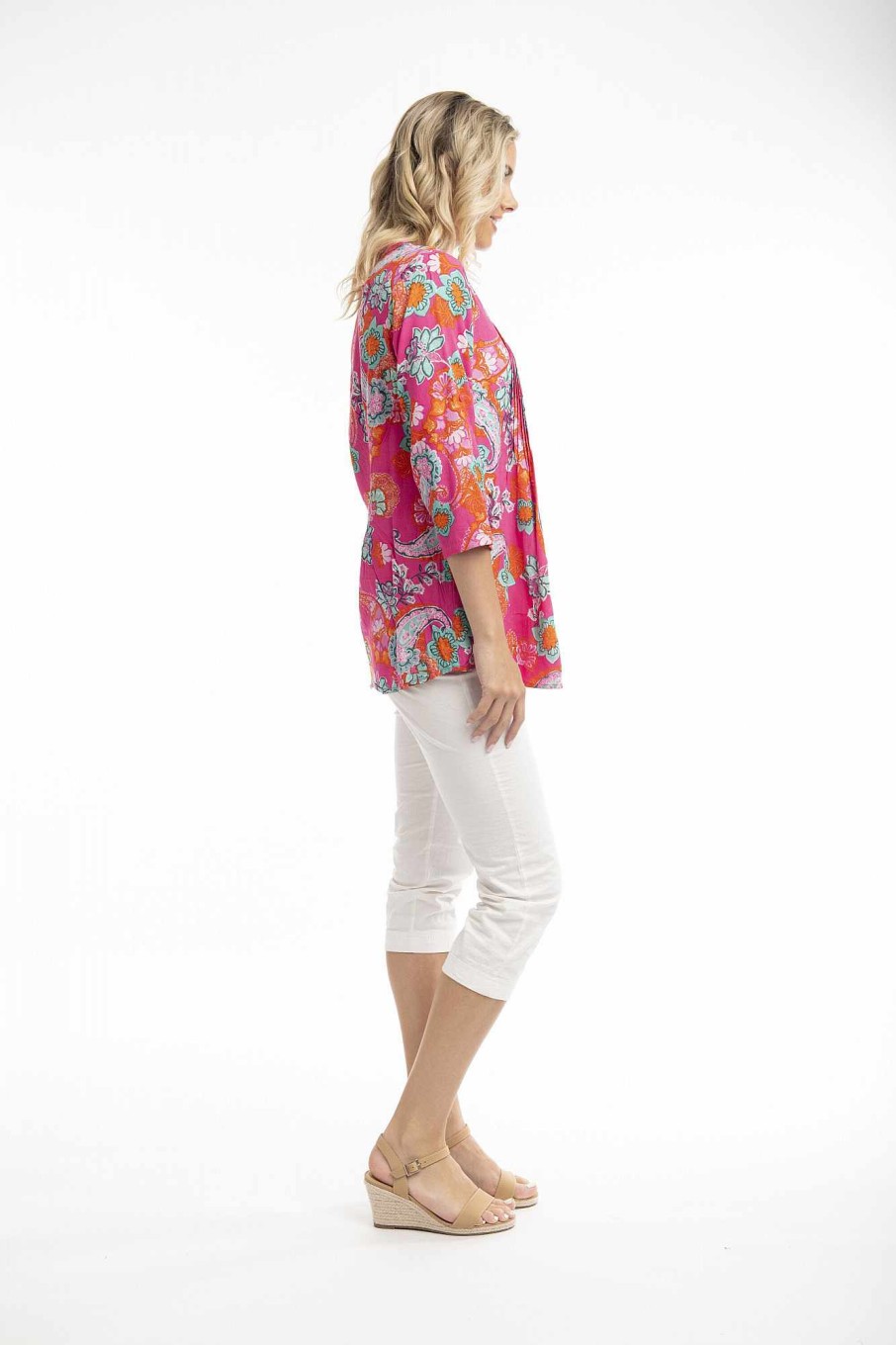 Women Orientique Tops | Symi Top Pleated 3/4 Sleeve