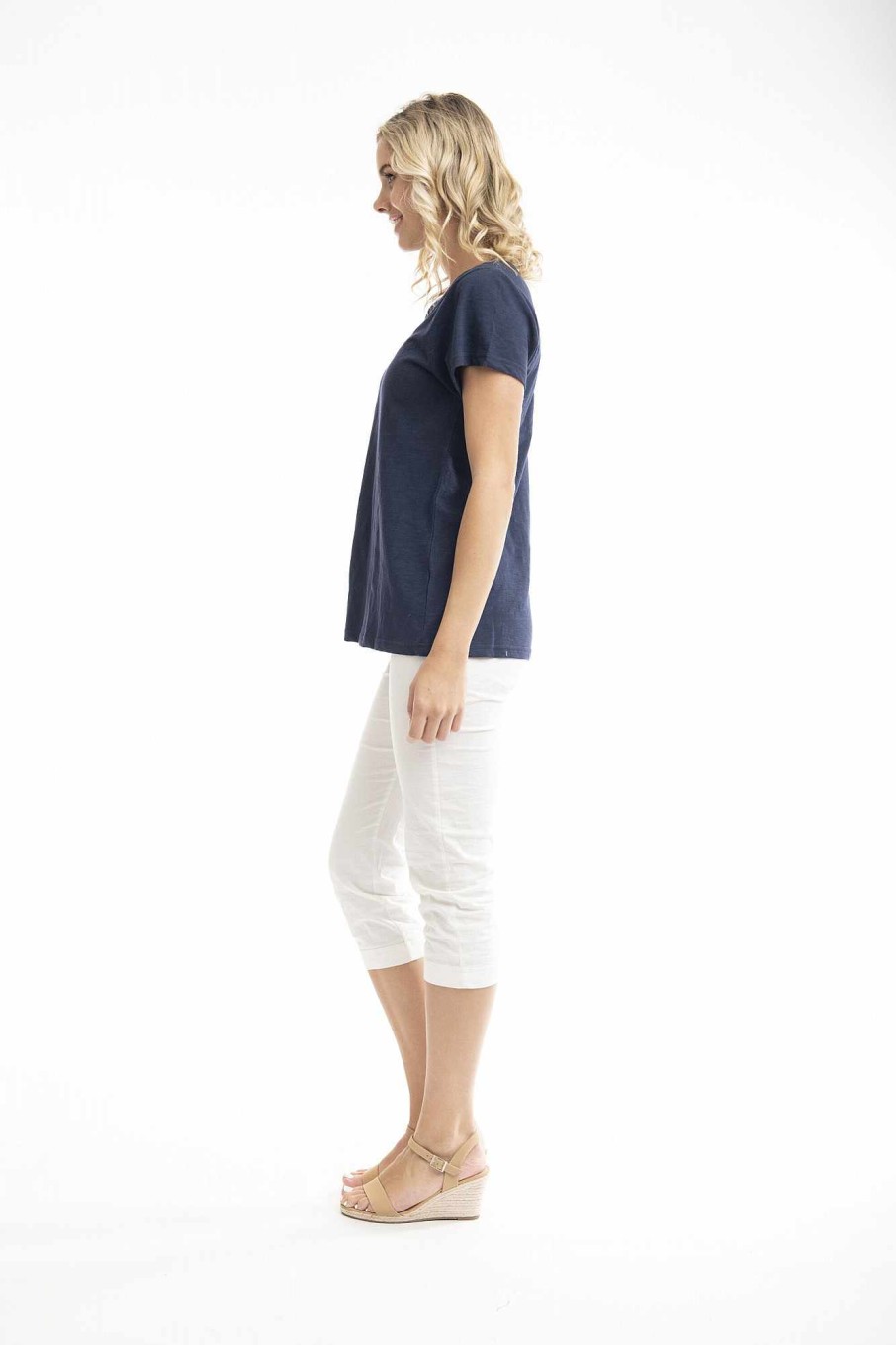 Women Orientique Essentials | Essentials Tee V Neck Navy