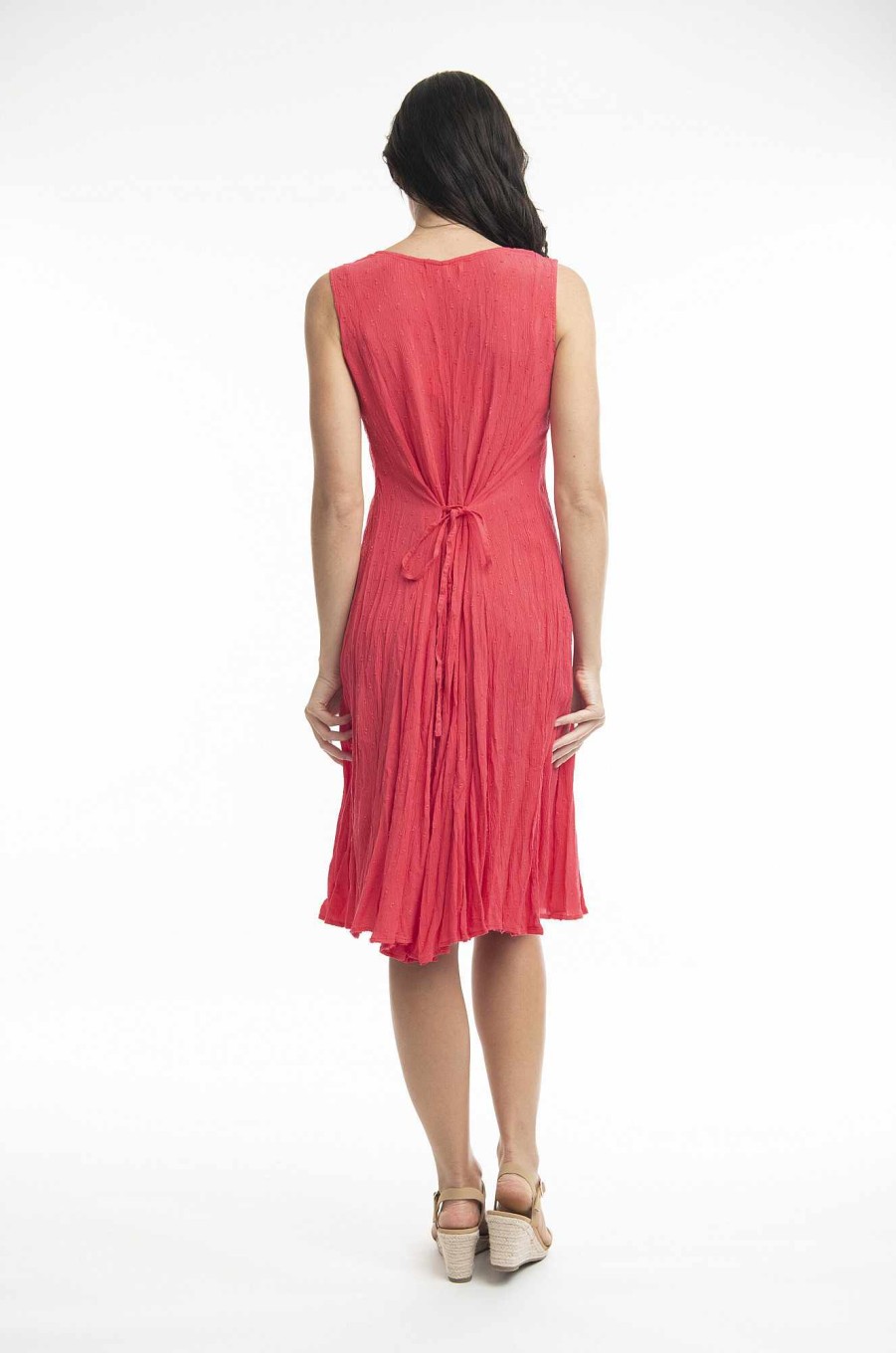 Women Orientique Essentials | Essentials Dress Godet Sleeveless Red