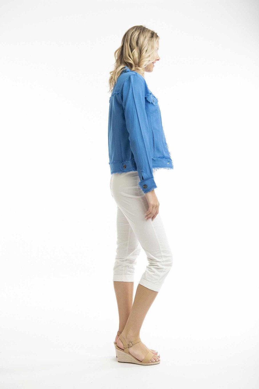 Women Orientique Essentials | Essentials Jacket Linen Nautical Blue