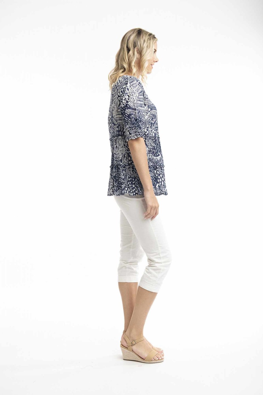 Women Orientique Tops | Leros Top Layeres Frill Sleeve