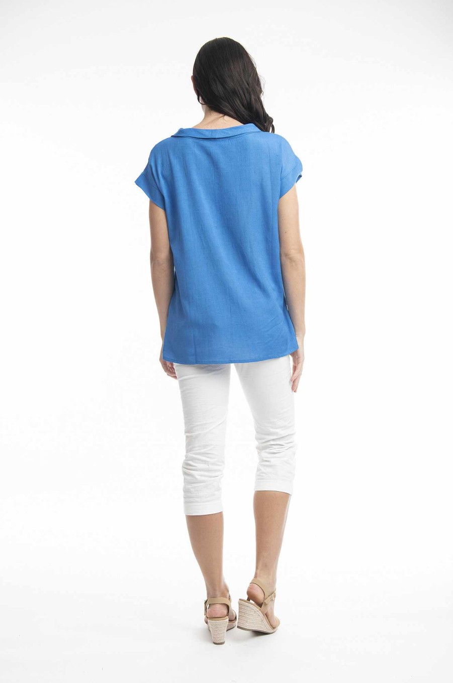 Women Orientique Essentials | Essentials Top Folded Neckline Nautical Blue