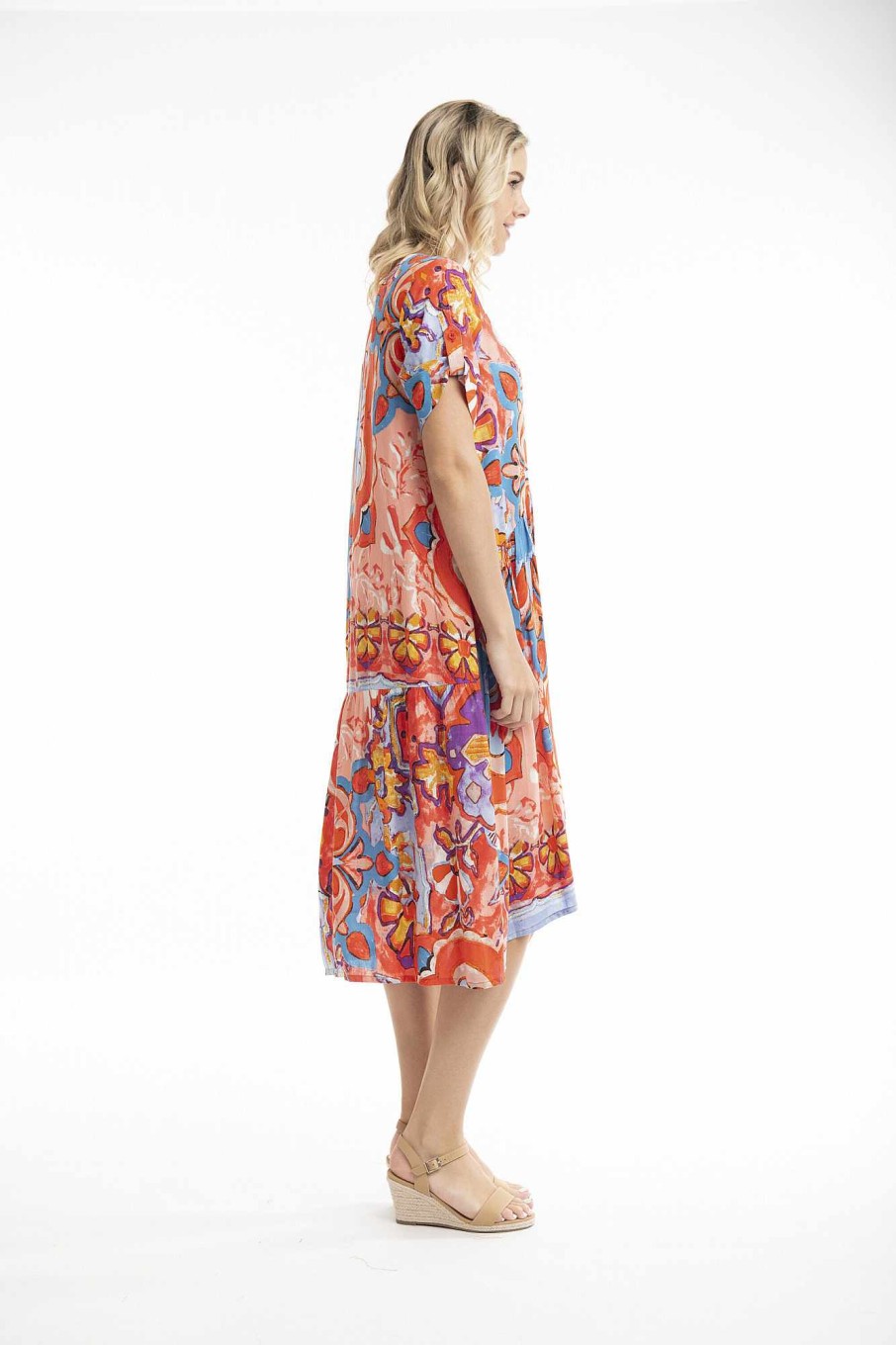 Women Orientique Dresses | Printed Dress Peak Ceramic Red