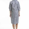 Women Orientique Essentials | Essentials Shirt Dress Stripe Navy