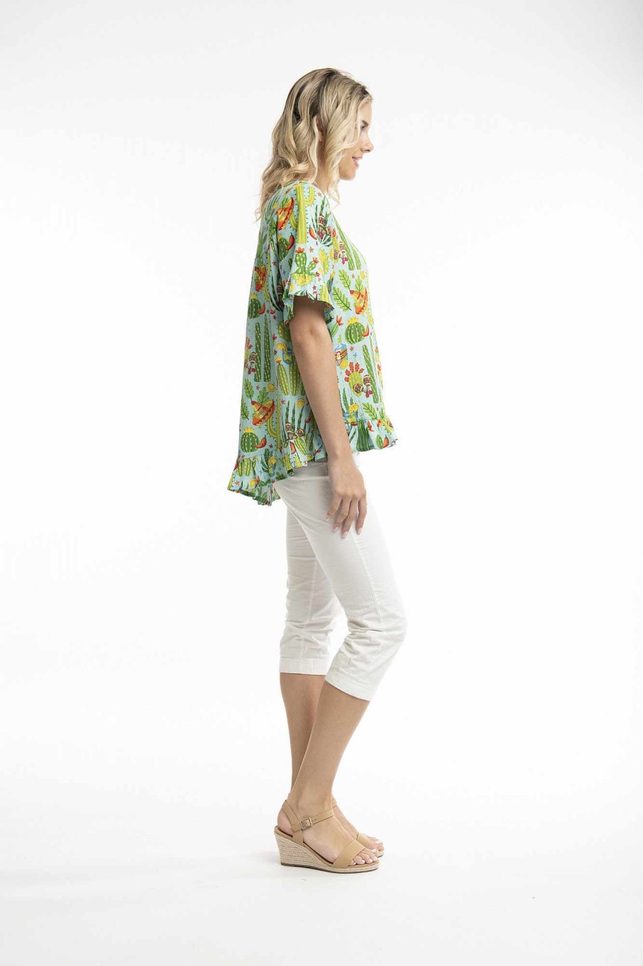 Women Orientique Tops | El Paso Top Frills Sub Print