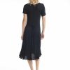 Women Orientique Essentials | Essentials Dress Godet Short Sleeve Black