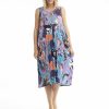 Women Orientique Dresses | Printed Cotton Dress Bubble Woven Orient Blue