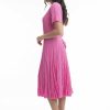 Women Orientique Essentials | Essentials Dress Godet Short Sleeve Rose