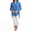 Women Orientique Essentials | Essentials Shirt Ruched Back Solid Nautical Blue