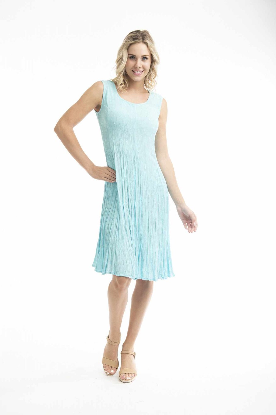 Women Orientique Essentials | Essentials Dress Godet Sleeveless Aqua