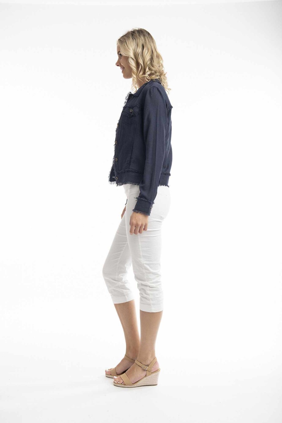 Women Orientique Essentials | Essentials Jacket Linen Navy