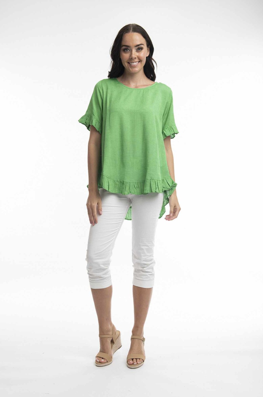 Women Orientique Essentials | Essentials Top Linen Frill Parrot