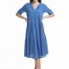 Women Orientique Essentials | Essentials Dress Collared Midi Nautical Blue