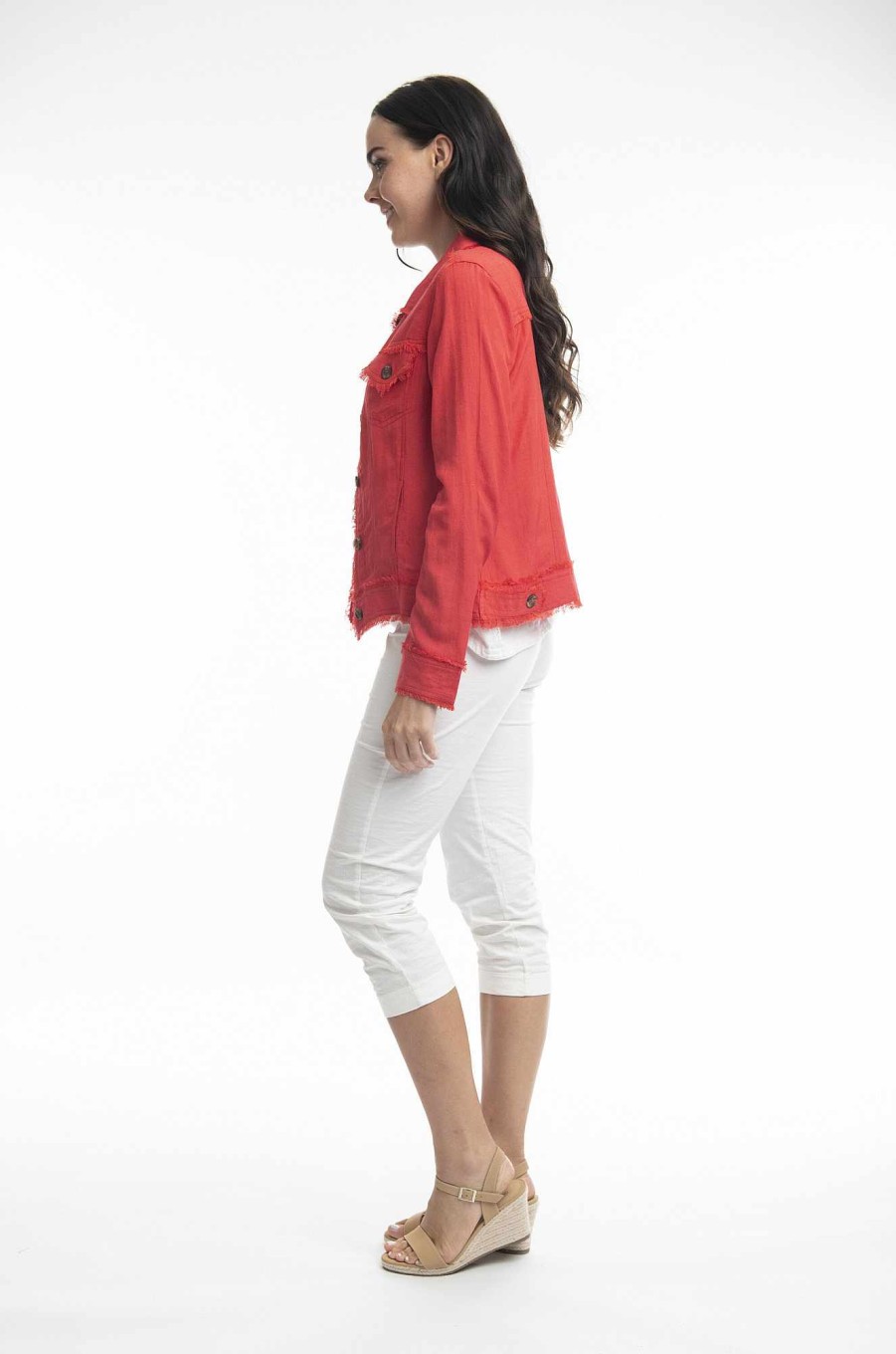 Women Orientique Essentials | Essentials Jacket Linen Red