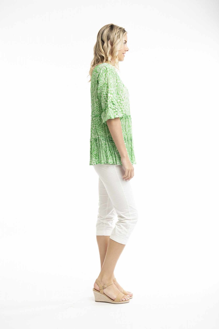 Women Orientique Tops | Leros Top Layeres Frill Sleeve