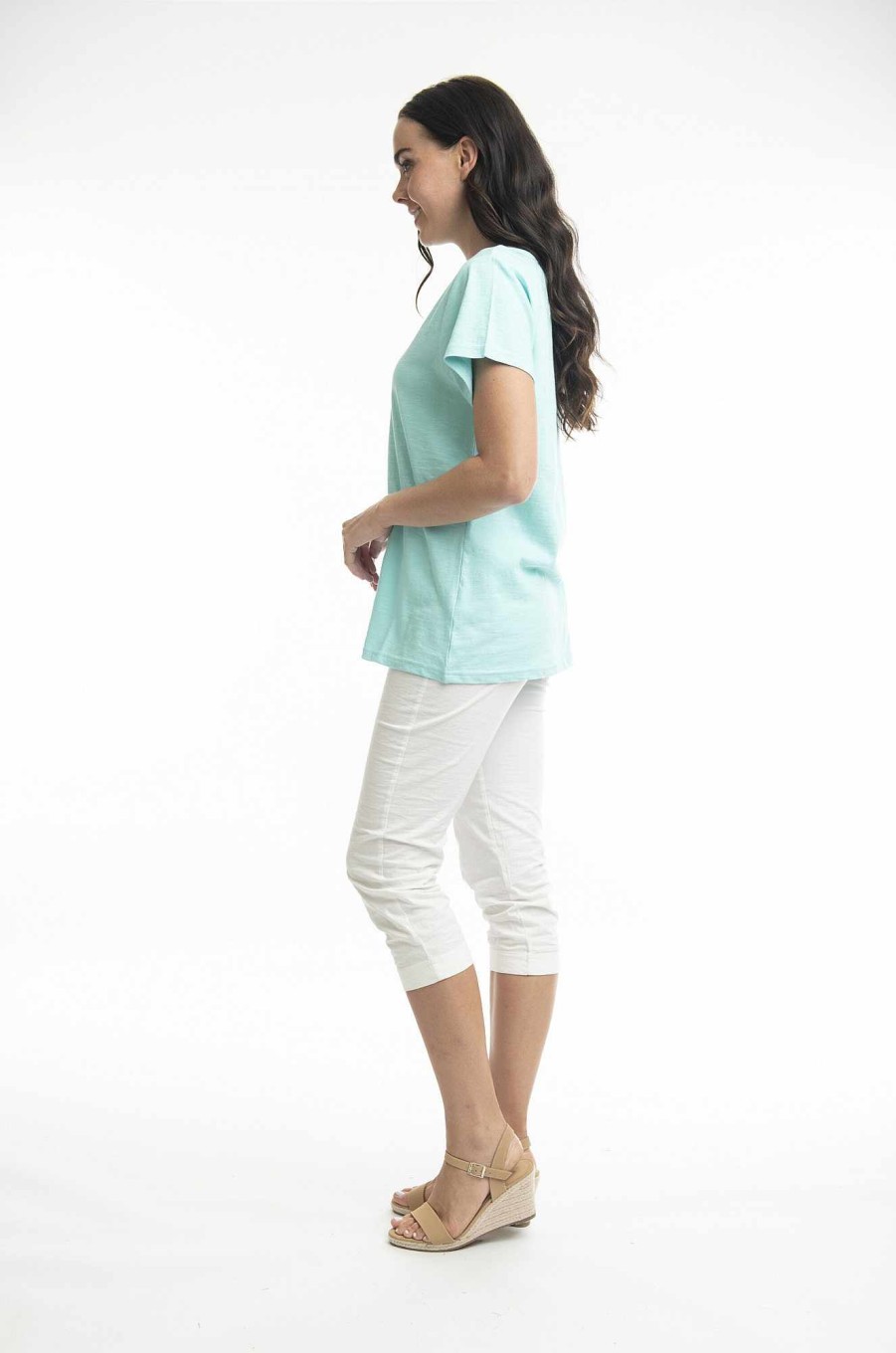 Women Orientique Essentials | Essentials Tee V Neck Aqua